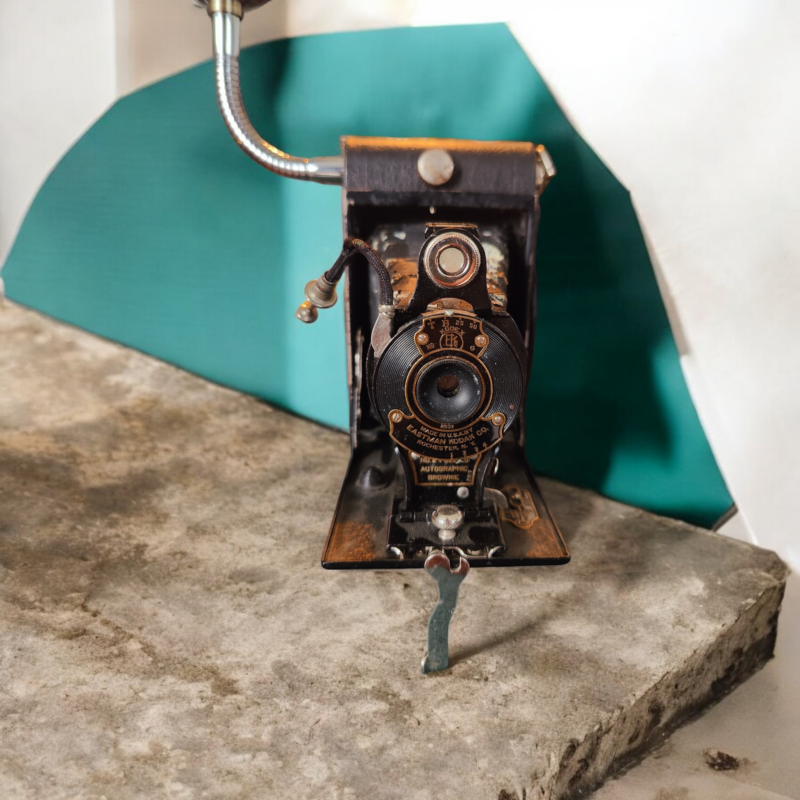 Vintage Foldable Camera Converted to Edison Lamp