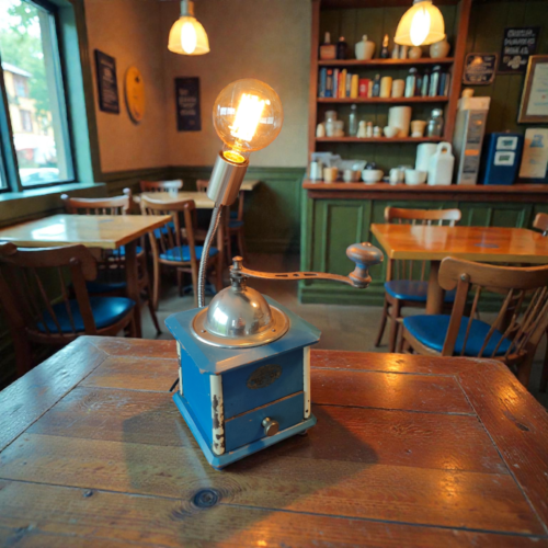 1930s Vintage Peugeot Coffee Grinder Lamp