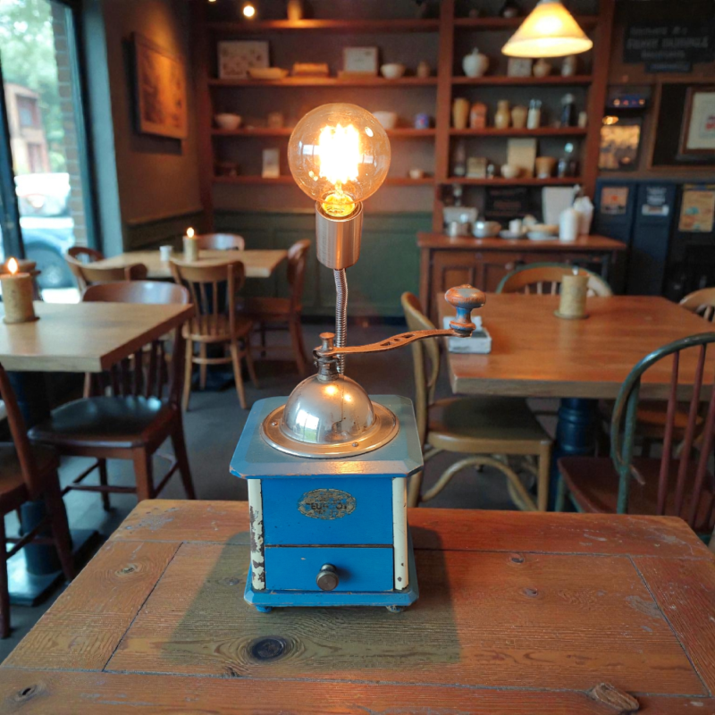 1930s Vintage Peugeot Coffee Grinder Lamp