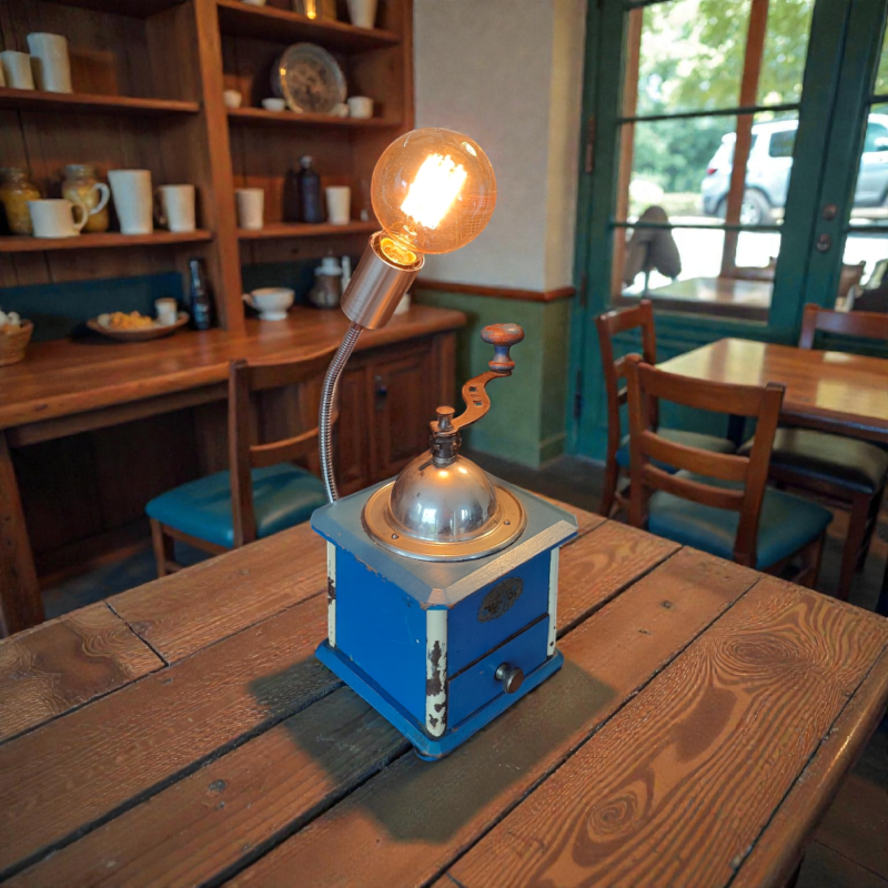 1930s Vintage Peugeot Coffee Grinder Lamp