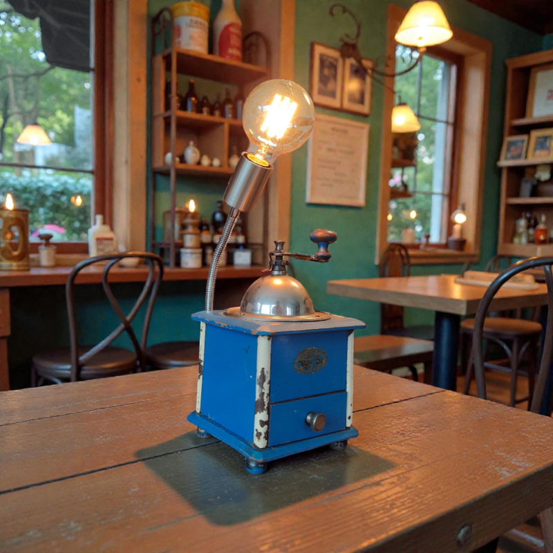 1930s Vintage Peugeot Coffee Grinder Lamp