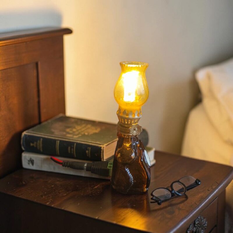 Vintage Oil Lamp Repurposed as 12V Lamp
